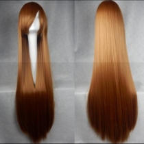 Wig female long straight hair wig headgear anime cos75CM wig high temperature wire cute colorful diagonal long straight hair