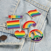 Creative rainbow bridge six-color rainbow suit brooch, peace metal drip pin, cowboy bag jewelry badge