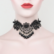 Retro style clavicle chain ladies black lace crystal necklace fashion accessories explosion models
