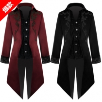 European and American new style tuxedo, medieval retro clothing mid-length punk men's coat