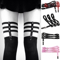 Rock anime hip-hop show Harajuku Punk Gothic stretch leather three-row thigh loop garter belt