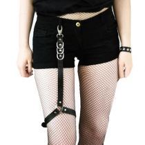Fashion trend punk style PU leg loop leg chain rock hip-hop nightclub show shorts leggings with garter belt