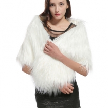 Faux fur shawl beach wool cloak bridal wedding dress furry waistcoat