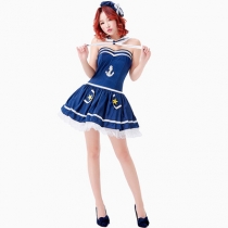 Blue sailor dress pettiskirt cute navy sailor skirt stage costumes