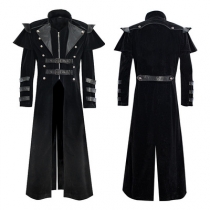 European and American Medieval Resumption Palace Banquet Dress Zipper Split Long Windbreaker COS Stage Performance Props Costume