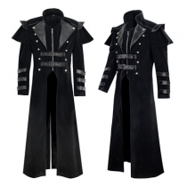 European and American Medieval Resumption Palace Banquet Dress Zipper Split Long Windbreaker COS Stage Performance Props Costume