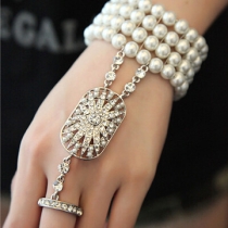Glass Pearl Bracelet Hot Sale Rhinestone One Ring Bracelet