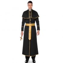 Adult men's Halloween costume professional role-playing cosplay priest Roman priest black robe party clothes