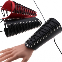 Harajuku Punk Leather Wax Rope Wristband Cosplay Bandage Hand Strap Archery Arm Guard Hand Guard