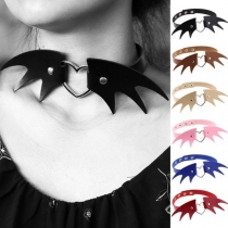 European and American punk style little devil PU leather collarbone collar street shooting nightclub Halloween wings neck neck chain necklace
