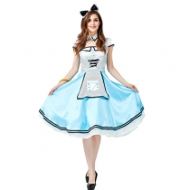 Halloween costumes new cosplay fairy tales in wonderland black and white dot cartoon costume adult costume