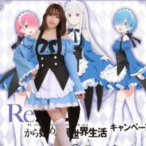RE: Zero-Starting Life in Another World Maid Anime Costume Emilia Ramrem cosplay
