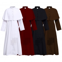 Medieval solid color Christian father priest cos clothing Halloween priest cosplay costume spot