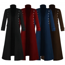 Men's Steampunk Retro Jacket Gothic Victorian Frog Coat Uniform Halloween Costume