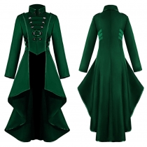 2022 New Medieval Dress Tuxedo Women's Lapel Irregular Hem Retro Long Top