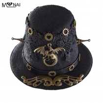 Steampunk hat retro dragon top hat hairpin mechanical gear hat hairpin retro lolita