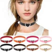 Harajuku Soft Girl PU Leather Punk Gothic Peach Heart Love Buckle Collar Female Neck Strap Clavicle Necklace