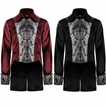 2022 European and American new Halloween tuxedo medieval retro clothing mid-length punk men's coat