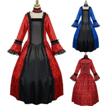 New European and American long medieval women's dress women's skirt lace skirt cosplay clothing women's performance clothing