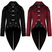 European and American new Halloween tuxedo medieval retro costume mid-length punk men's coat