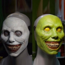 New Halloween Horror Mask COS Exorcist Smile White Face White Eyes Demon Mask