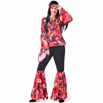 Hippie clothing European and American retro 60s party party hippie red and black country singer suit