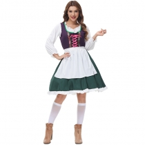Dark green skirt purple parent-child Bavarian traditional costume Oktoberfest performance costume three-piece promotional costume