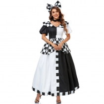 Halloween Costume Alice in Wonderland Cosplay Black and White Plaid Mickey Costume Stage Costume