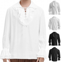 Men's Ruffled Renaissance Clothing Shirt Medieval Steampunk Pirate Colony Top