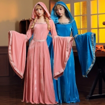 Halloween Costume Retro European Medieval Dress Pink Blue Court Dress Tea Party Princess Dress