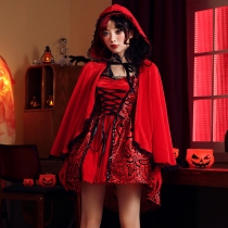 Halloween Little Red Riding Hood costume Gothic style nightclub queen costume fairy tale Little Red Riding Hood cosplay stage skirt