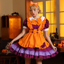 Halloween Purple Maid Costume Japanese Orange Bell Butterfly Festival Maid Short Skirt Otaku Live Performance Costume