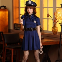 Halloween performance bar nightclub dance suit blue elastic cloth policewoman cosplay professional instructor costume