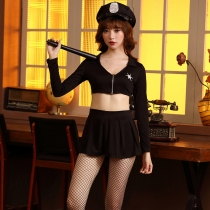 Halloween costumes, bar night performances, elastic performance costumes, split sexy female police instructor role-playing