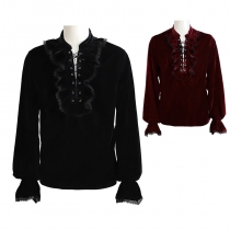 Medieval gothic loose dress velvet material retro long-sleeved shirt male cosplay costume stage performance costume