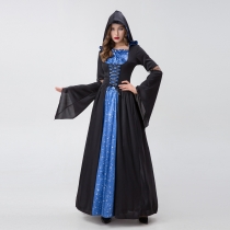 Halloween European and American black robe cosplay demon stage performance adult black witch witch costume