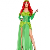Halloween cosplay green girl sexy queen princess costume masquerade party game uniform