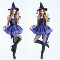 Halloween costume adult purple witch dress swallowtail witch costume ghost festival party game