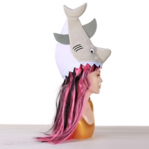 Role-playing party performance costume props European and American style printed shark head hat
