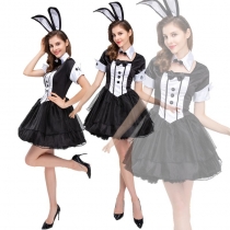 New Black and White Bunny Girl Animal Role Playing Steak Performance Performance Party Nightclub COSPLAY suit