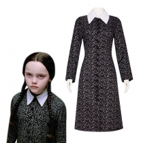 Adams Cos clothes Halloween character on Wednesday Adams Black dress cosplay suit