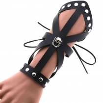 Punk Gothic Porttop rope riding hollowed wirting bracelet tie cotton cuff with handbursement arm care gear protective gear