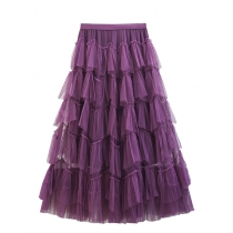 Multi -layered large mesh cake skirt panton skirt mid -length high waist thin fairy yam skirt 2022 spring new