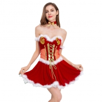 Red Female Christmas Clothing Sexy Dress European and American Ping An Night Girl cosplay