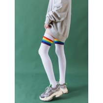 Autumn and winter rainbow stripes and knee calf socks over knee long socks, Khmer Khmer House, Japanese college Wind Ms. Socks and socks