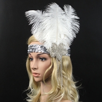 The new ostrich hair diamond boutique head band feather head with Indian headband