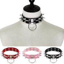 The new original super cool personality dual -line rivet tip neck with necklace punk trend suspension rings