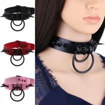 European and American creative Gothic exaggerated dark spikes and drums dual -ring necklace necklace necklace personnel cortex chain