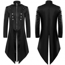 2023 new European and American men's clothing dress medieval retro clothing men's medium long punk retro tail clothes