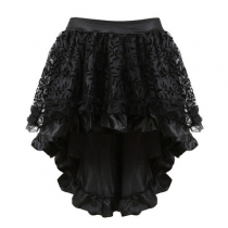 Solid Color Irregular Flocked Zip Elastic Skirt